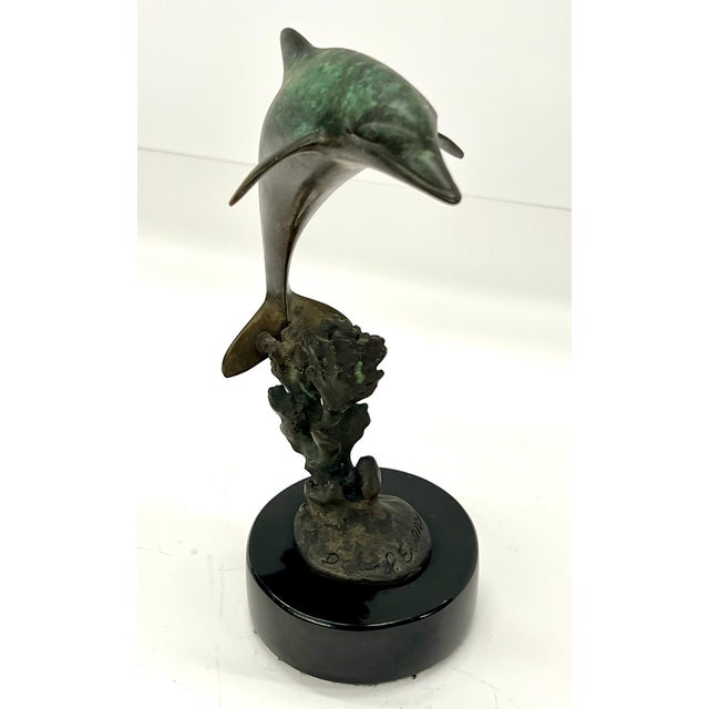 Brown The Majestic Dolphin Signed Dale Evers - 7/450 Limited Edition, Bronze With Marble Base For Sale - Image 8 of 11