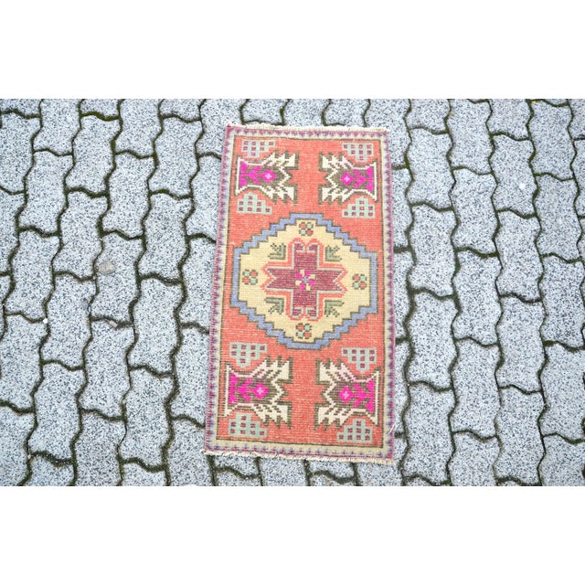 1960s Handmade Vintage Small Rug For Sale - Image 6 of 6
