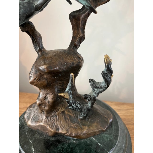 2000 - 2009 Fighting Bluepoint Crab Brass Sculpture on Green Marble Base For Sale - Image 5 of 11