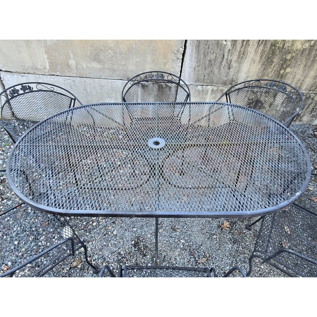 Mid-Century Modern 7 Piece Vintage Wrought Iron Patio Furniture For Sale - Image 3 of 10