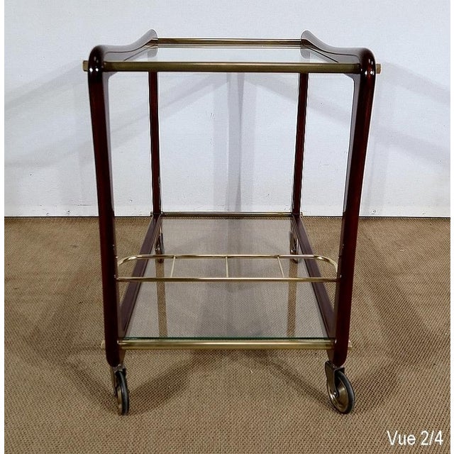 Serving Carts in Mahogany, Glass and Brass, 1960s, Set of 2 For Sale - Image 18 of 18
