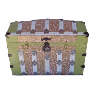 Late 1800's Barrel Top Decorative Trunk For Sale
