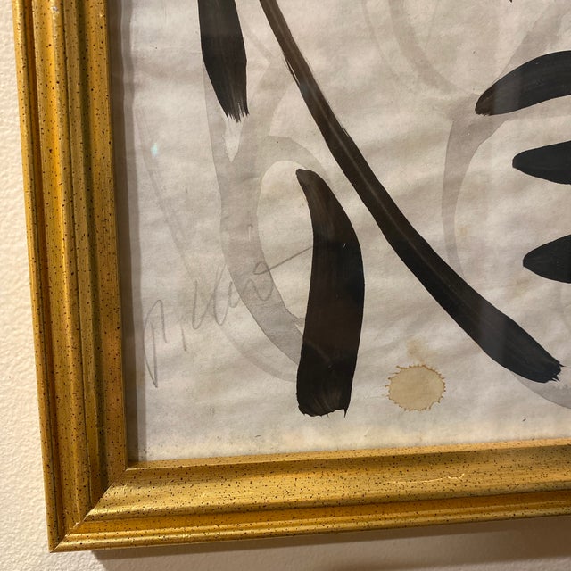 Abstract 1970s Peter Keil Original Black & White Abstract Portrait Painting, Framed For Sale - Image 3 of 9