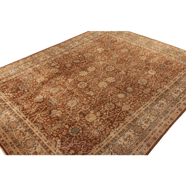 Traditional Hand-Knotted Antique Samarkand Rug in an All Over Brown, Beige, Black Floral Pattern For Sale - Image 3 of 7