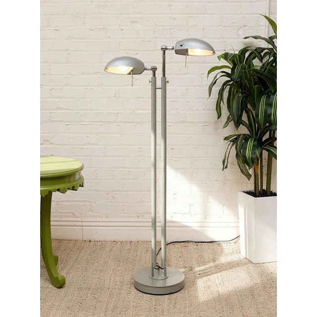Vintage Double-Head Adjustable Dome Floor Lamp For Sale In Los Angeles - Image 6 of 7