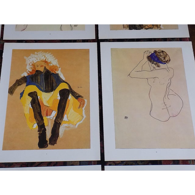 1980s Vintage 20th Century Signed Egon Schiele Expressionist Female Figural Lithographs - Set of 12 For Sale - Image 5 of 8