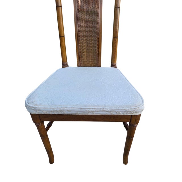 Thomasville Vintage Faux Bamboo Cane High Back Dining Chairs Regency Pair For Sale - Image 14 of 17