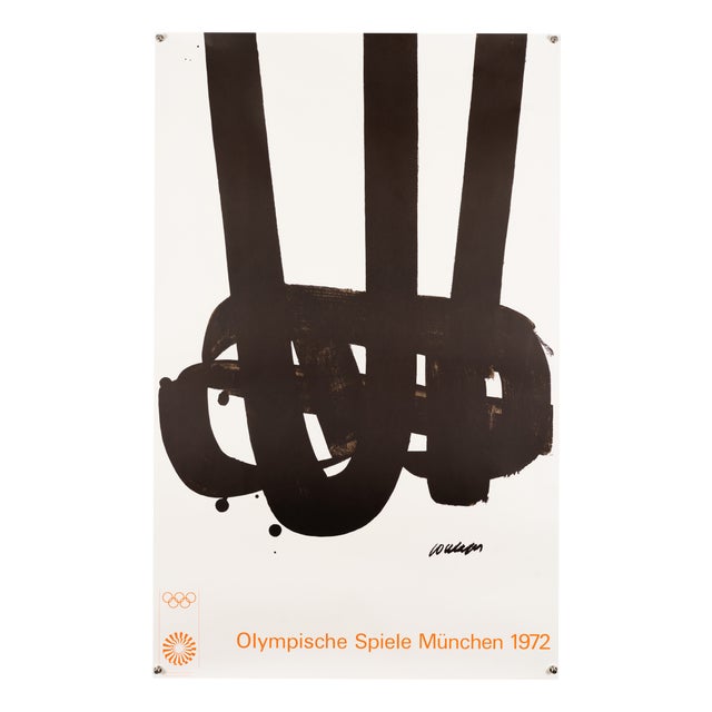 Olympia Munich Olympics Lithograph Poster by Pierre Soulages, 1972 For Sale