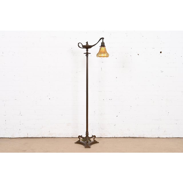 Tiffany Studios New York Aladdin Bronze and Favrile Glass Floor Lamp For Sale - Image 12 of 12