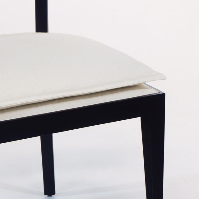 Octavia Dining Chair With Rattan Backrest and Upholstered Seat For Sale - Image 9 of 11