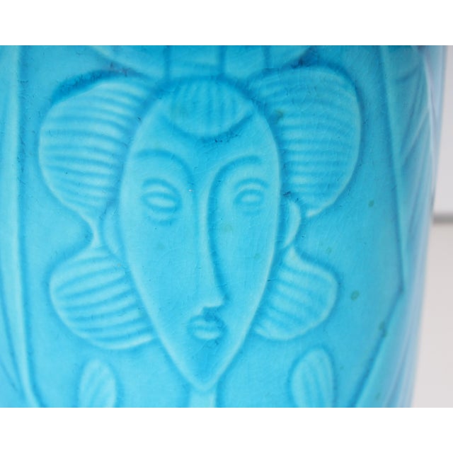 Mid-Century Modern Rörstrand Sweden Blue Ceramic Bottle With Stopper For Sale - Image 3 of 8