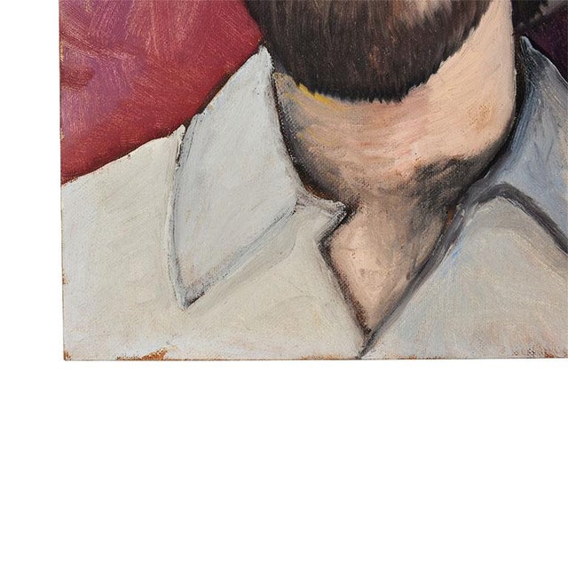 Realism Portrait Painting of a Man in a Fedora on Pink - 12” X 16” by Clair Seglem For Sale - Image 3 of 7