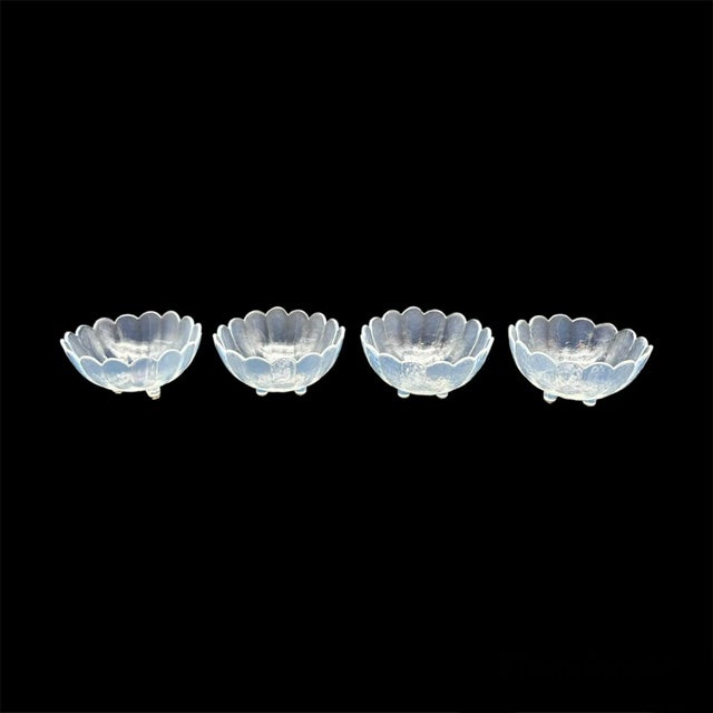 Vintage Opalescent Scalloped Footed Bowls- Set of 4 For Sale - Image 10 of 10