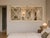 Antique glazed transom window in painted wood and glass, featuring an elegant geometric latticework design. This beautiful...