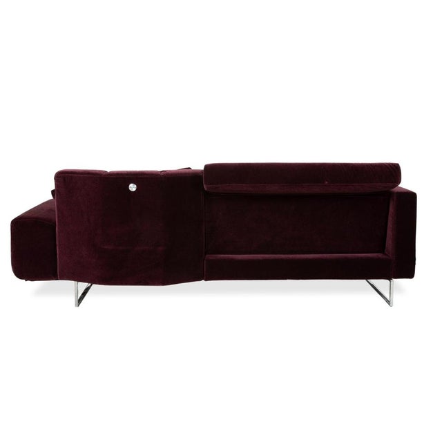 Embrace Three-Seater Sofa in Velour Velvet, Chrome and Violet with Manual Function by Brühl For Sale - Image 13 of 15