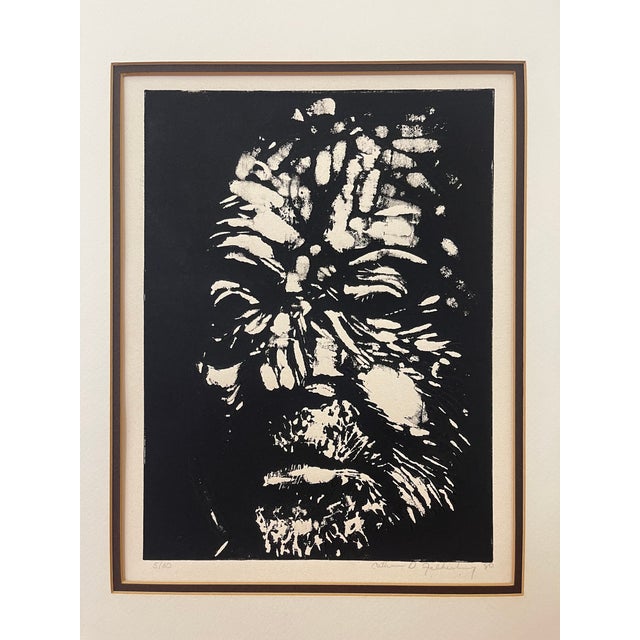 Vintage Black and White Expressionist Portrait Print, Signed and Numbered Limited Edition For Sale In Seattle - Image 6 of 9