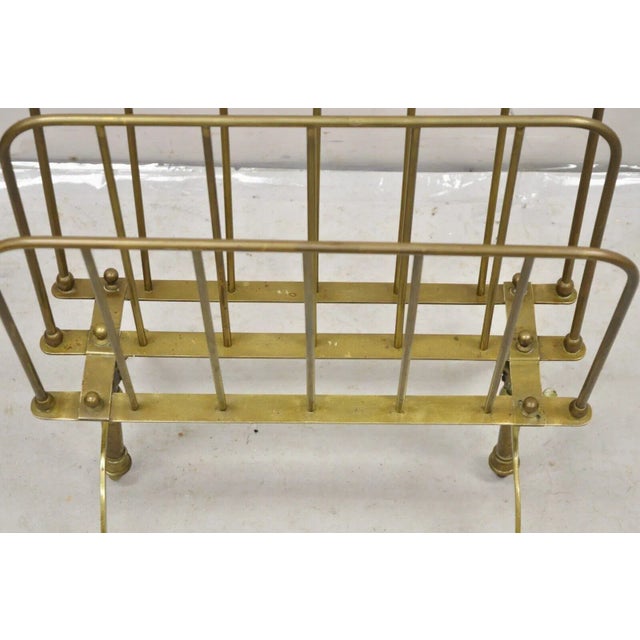 Metal Mid 20th Century Vintage A. Ravenel Paris French Mid Century Modern Brass Magazine Rack Stand For Sale - Image 7 of 12