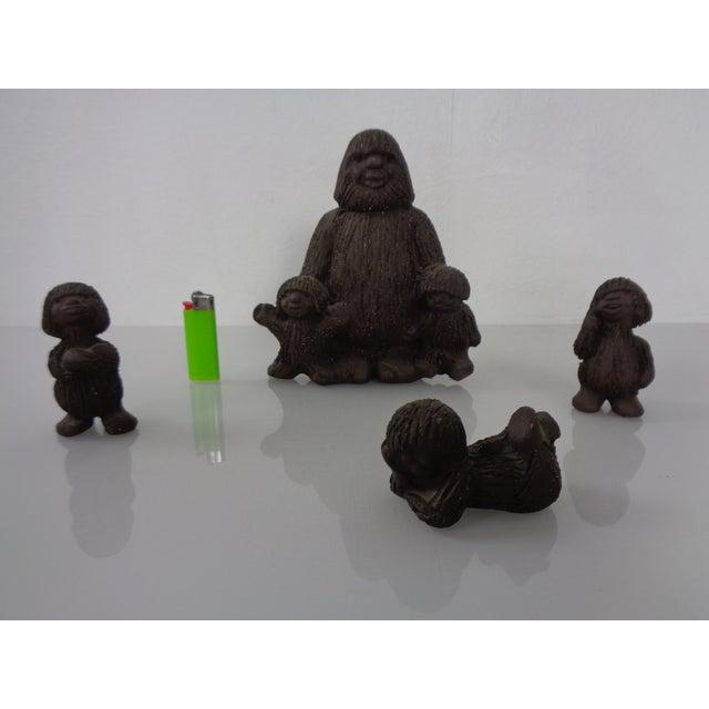 One large and three small Danish stoneware troll figurines by Ramsing, dating from the 1960s. Two small figurines: Height...