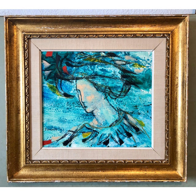 Lazzaro Donati, Italian Modernist Surrealist Lady With a Hat Oil Painting, Signora dal Cappello, 1969 For Sale - Image 4 of 12