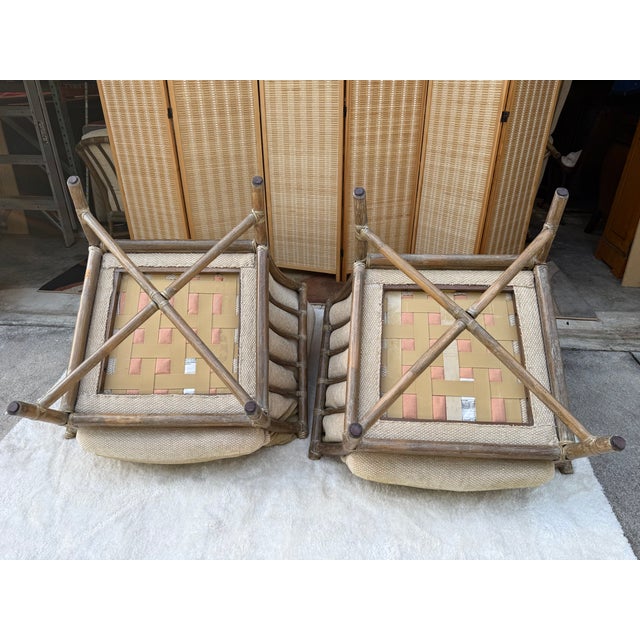Pair of Vintage McGuire San Francisco Rattan & Rawhide Lounge Chairs For Sale - Image 16 of 17