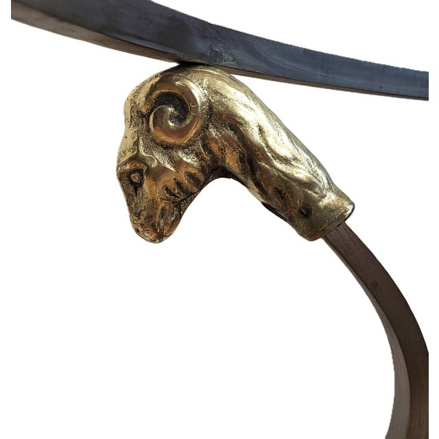 Vintage Italian 20th C Mid-Century Modern Steel & Brass Ram Head Coffee Table For Sale - Image 13 of 18