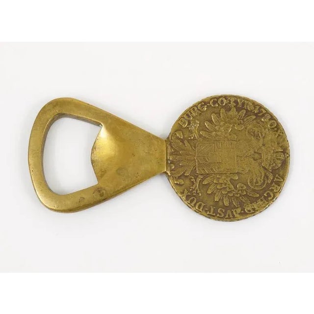 Carl Auböck Brass Maria Theresia Coin Bottle Opener attributed to Carl Auböck, Austria, 1950s For Sale - Image 4 of 9