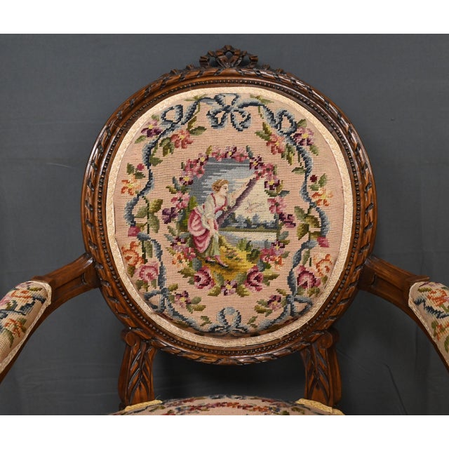 Louis XVI Style Beechwood Armchairs, Early 20th Century, Set of 2 For Sale - Image 10 of 18