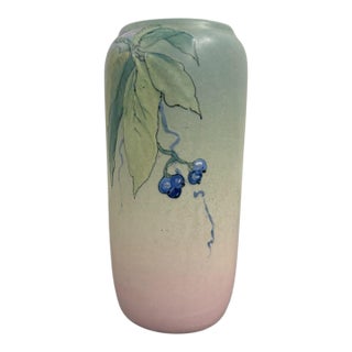 1920s Weller Pottery Hudson Ware Matte Glaze Botanical Vase – Signed Naomi Walch For Sale