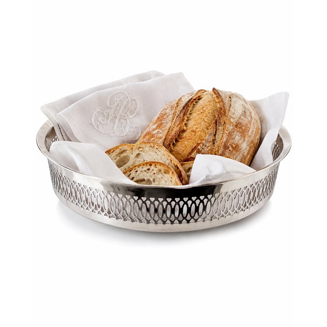 Vintage Silver-Tone Pierced Bread Basket For Sale - Image 4 of 4