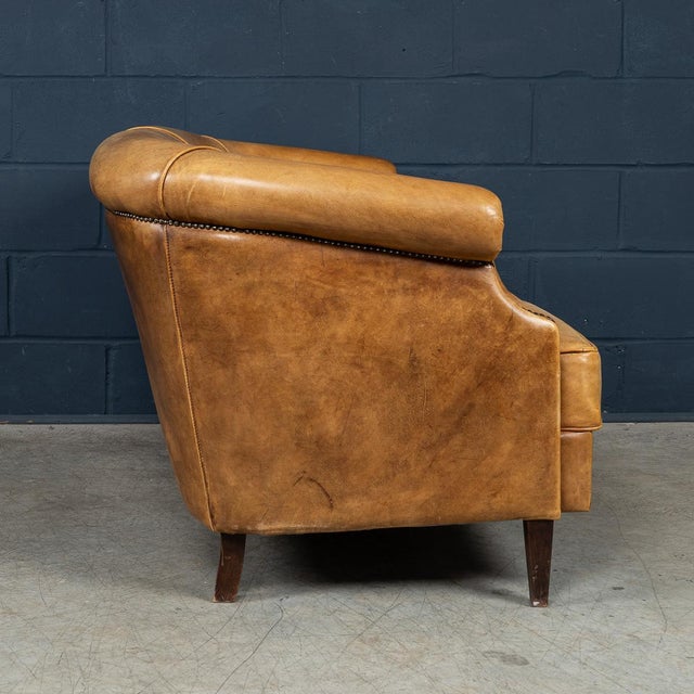 Vintage 20th Century Dutch Sheepskin Leather Sofa, 1980s For Sale - Image 6 of 18