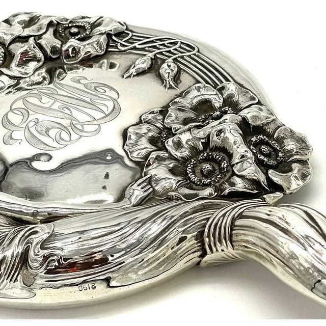 Early 20th Century Art Nouveau Sterling Hand Mirror 'Reine Des Fleurs', C. 1903, by Unger Brothers For Sale - Image 9 of 11