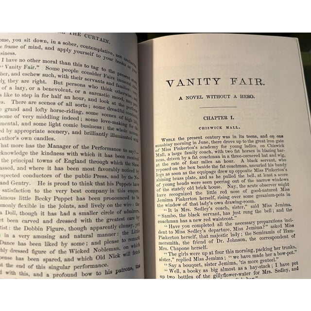 William Thackeray Set of Fine Cloth Bindings Green Books With Black Leather Titles on the Spine - 10 Volumes For Sale - Image 4 of 12