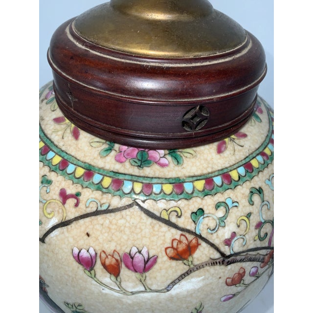 Antique Chinese Hand Painted Jar Lamp For Sale In Providence - Image 6 of 12