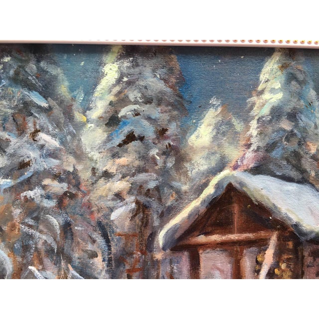 Framed Winter Forest Landscape Original Painting Vintage Style by Valeriya Serova For Sale - Image 9 of 10
