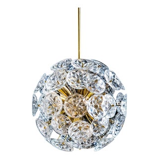 Original Brass and Glass Cubic Starburst Ballroom Chandelier, Germany, 1960s For Sale