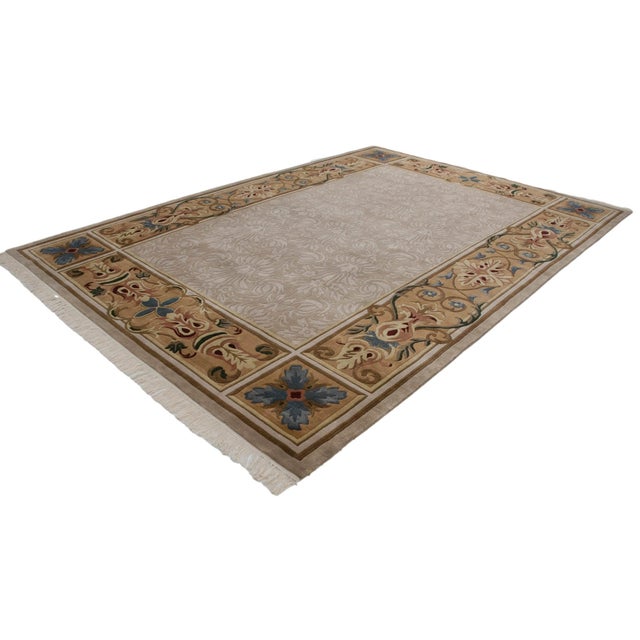 Textile Indian Savonnerie Design Carpet - 10' x 13'10" For Sale - Image 7 of 8