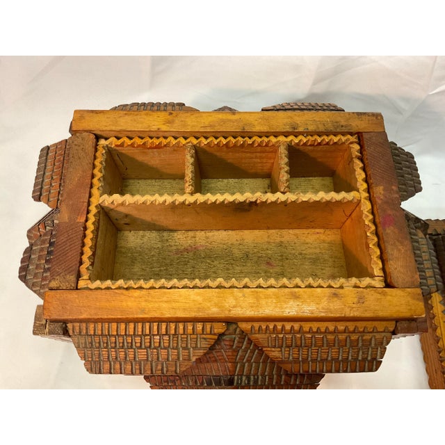 Late 18th Century Heavily Carved Tramp Art Box For Sale - Image 4 of 11