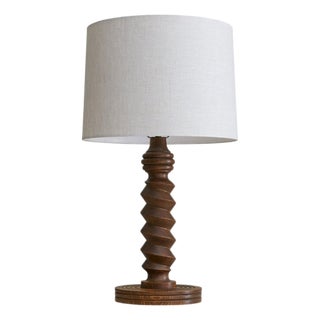 French Wood Table Lamp Attributed to Charles Dudouyt, 1950 For Sale
