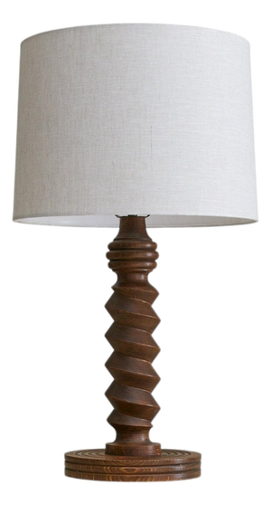 French Wood Table Lamp Attributed to Charles Dudouyt, 1950