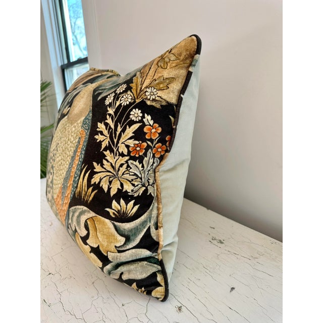 Art Nouveau Traditional Velvet Pillows in Morris and Co. Forest Fabric - a Pair For Sale - Image 3 of 8