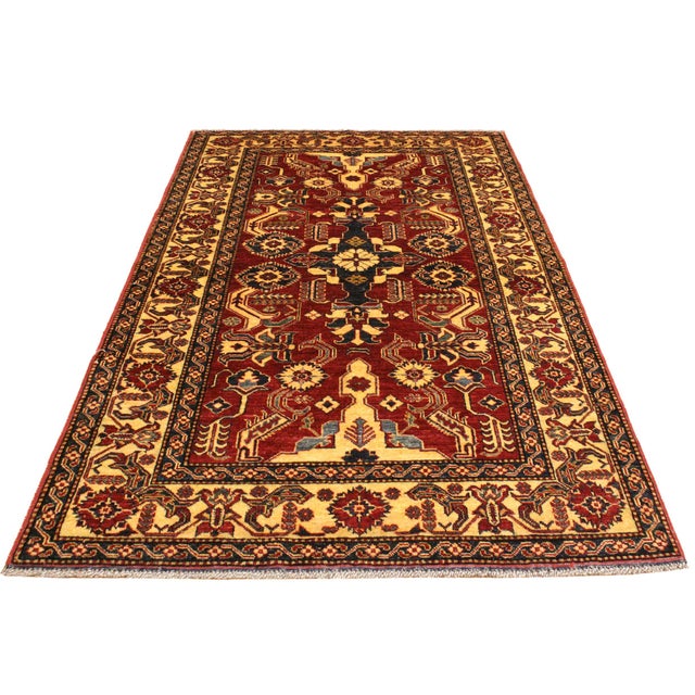 Southwestern Super Kazak Red/Gold Wool Rug - 3'11'' X 6'2'' For Sale In New York - Image 6 of 10