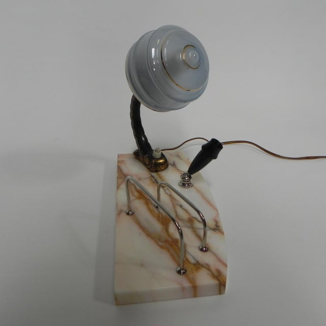 Art Deco Marble, Glass, and Steel Desk Lamp with Pen and Letter Holder, 1930s For Sale - Image 15 of 18