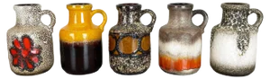 Vintage Pottery Fat Lava Multicolor Vases from Scheurich, Germany, Set of 5