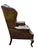 Mid 20th Century Queen Anne Style Tufted Leather Look Wingback Chair For Sale - Image 4 of 9