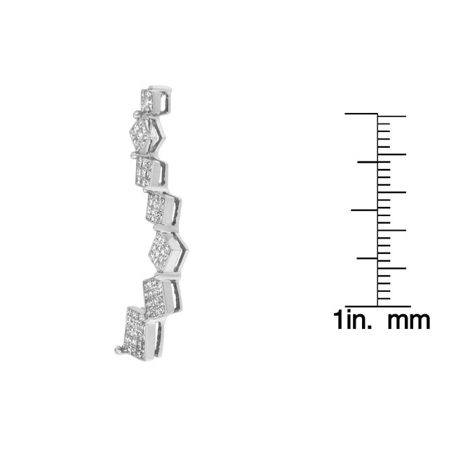 10K White Gold 1 cttw Diamond Snake Curved Pendant Necklace For Sale - Image 4 of 4