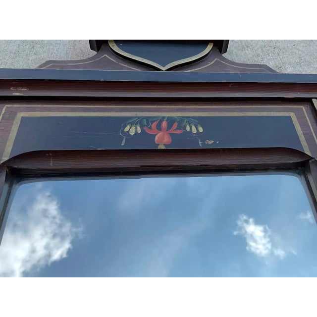 Folk Art Antique American Folk Art Painted Hall Mirror With Coat Hooks, Circa 1900 For Sale - Image 3 of 13