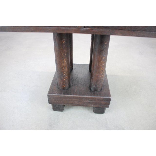 Brown Antique English Quarter-Sawn Oak Envelope Games Table, 1900 For Sale - Image 8 of 18