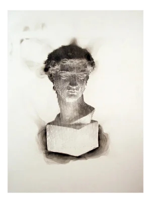 More a Lover Than a Fighter, Smoke on Paper, Contemporary Wood Box Frame, 2013