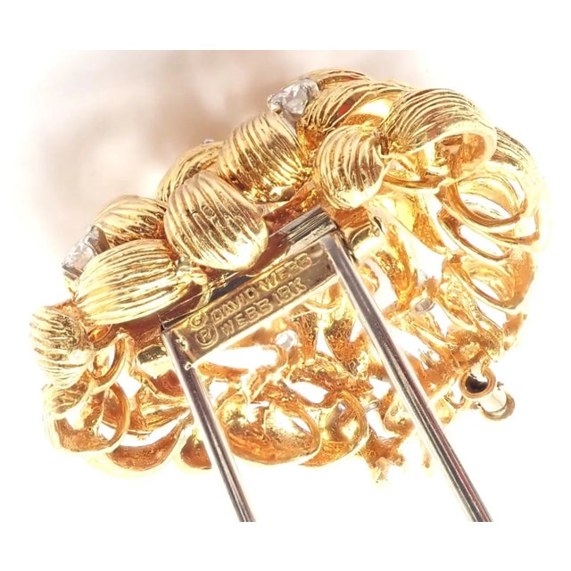 Metal Vintage David Webb Diamond Yellow Gold Large Pin Brooch For Sale - Image 7 of 8