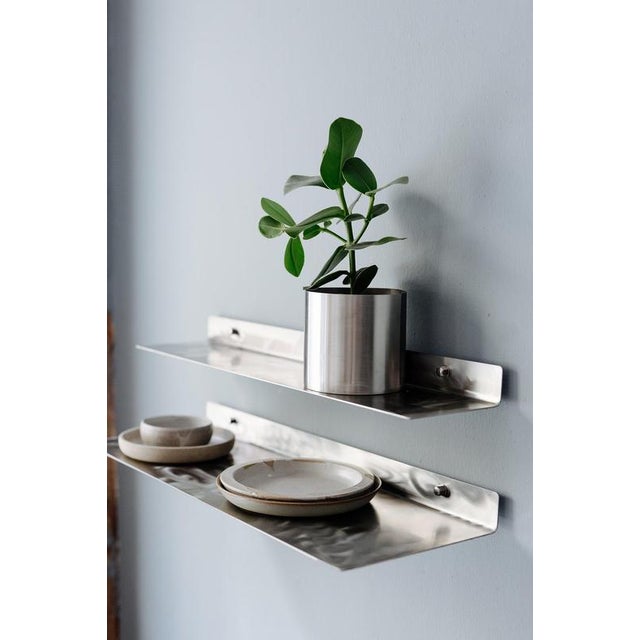 Large Wall Shelf in Brushed Stainless Steel by Form & Eisen For Sale - Image 11 of 18